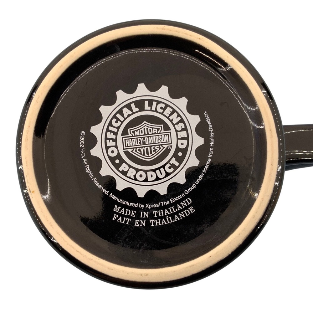 Harley-Davidson 2002 Eagle 3D Relief Ceramic Coffee Mug Black Orange Logo 5in - Picture 4 of 6